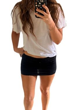 Vintage y2k black gold zebra striped animal print mini cotton skirt sz S